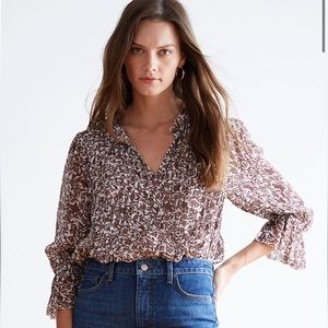Beautiful Velvet by Graham & Spencer Wilona Printed Ruffle Blouse, Mauve, Small